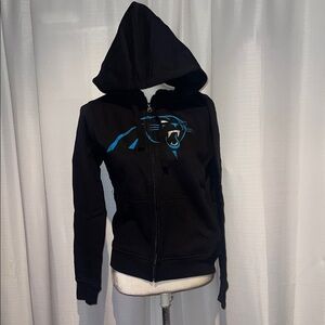 G-III Apparel Group NFL Black Hoodie with Carolina Blue Panther Logo